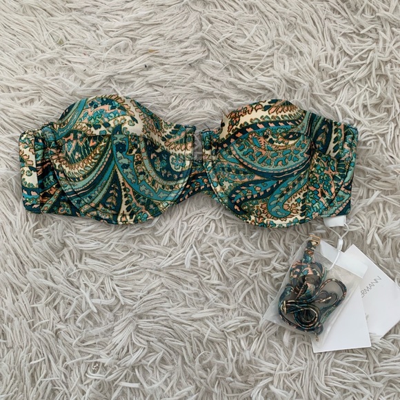 Zimmermann Other - NWT Zimmerman brighton balconette strapless bra  bikini top in turquoise paisley